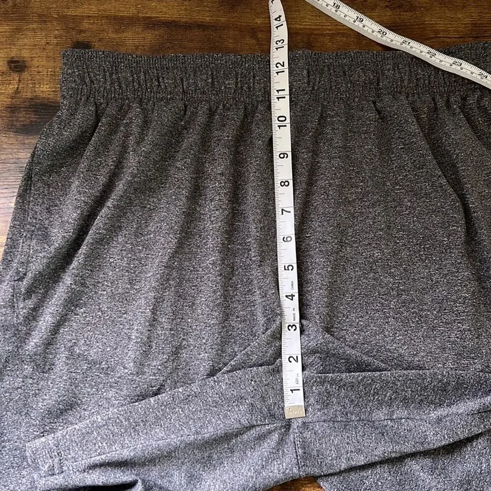 Reebok Heathered Gray Stretchy Soft Drawstring Athletic 8” Shorts